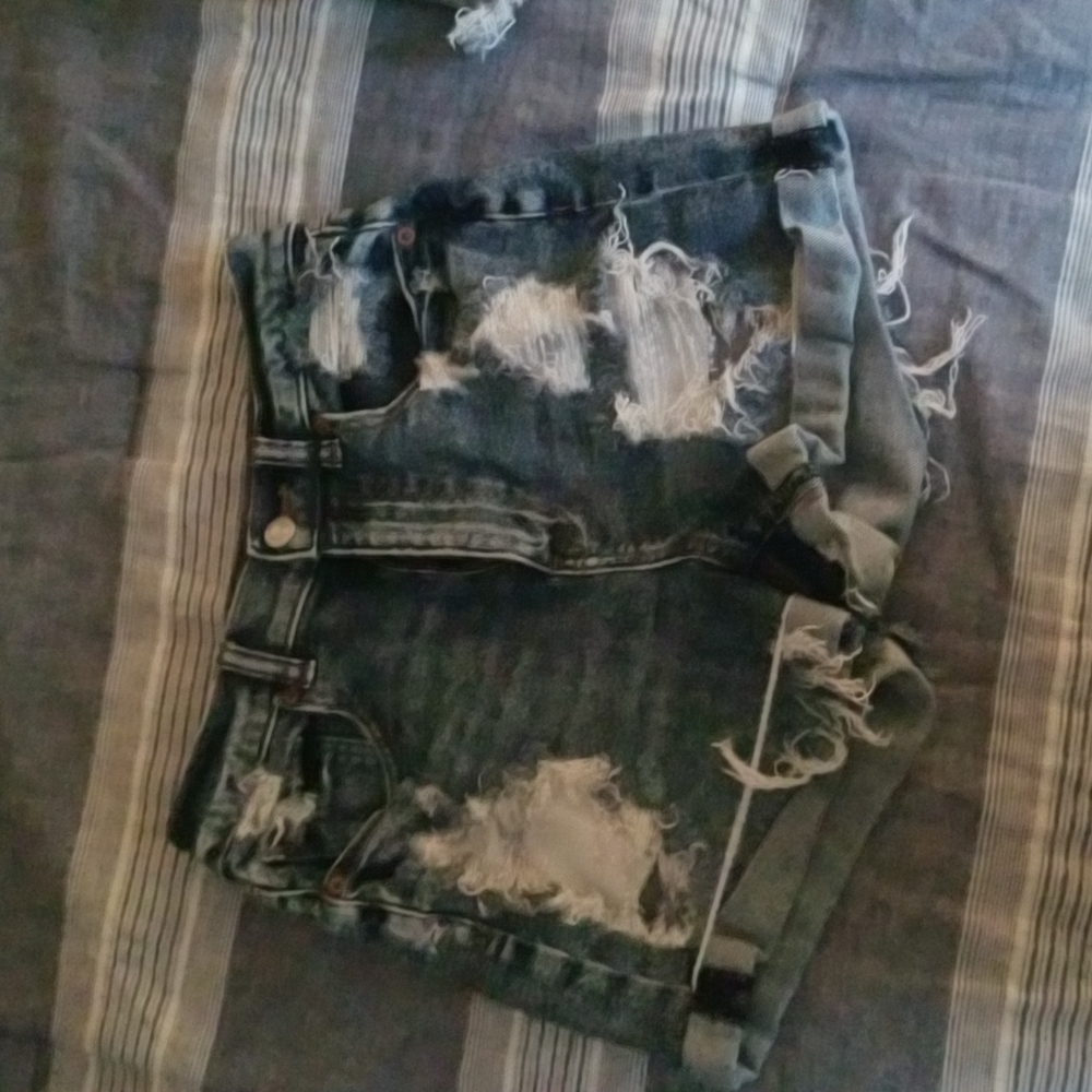 American Eagle Next Level Curvy High Waisted Distressed Shorts